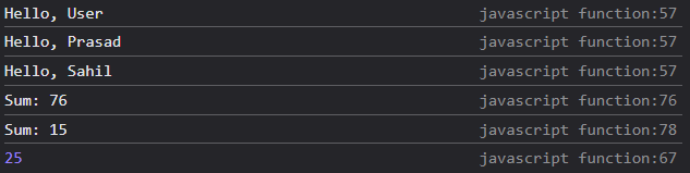 JavaScript Operator Console Output